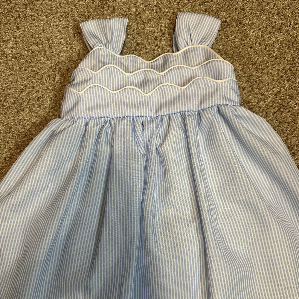 Infants 18mo Full Dress Light Blue Stripes Sleeveless Cherokee NWOT w/bloomers